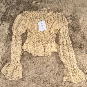 W.A.Y.F Smocked Off-Shoulder Top